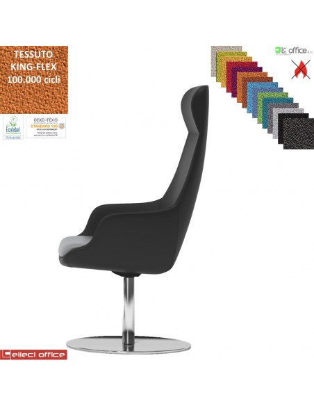 Metropolitan Poltrona direzionale con movimento armonico, base disco diam. 600 in acciaio inox TESSUTO KING FLEX class 1IM