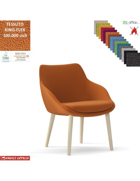 Metropolitan Poltroncina con base a 4 gambe in legno frassino verniciato naturale TESSUTO KING FLEX class 1IM