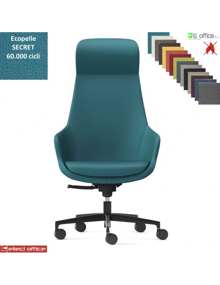 Metropolitan Poltrona direzionale con oscillante multiblock, base nylon rivestimento ecopelle SECRET class 1 IM