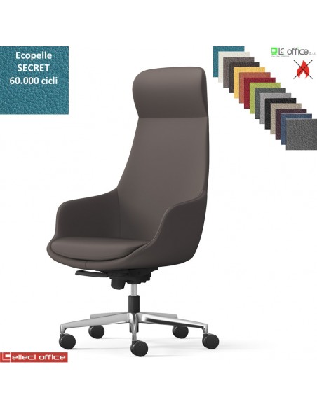 Metropolitan Poltrona direzionale con oscillante multiblock, base alluminio ecopelle SECRET class 1 IM