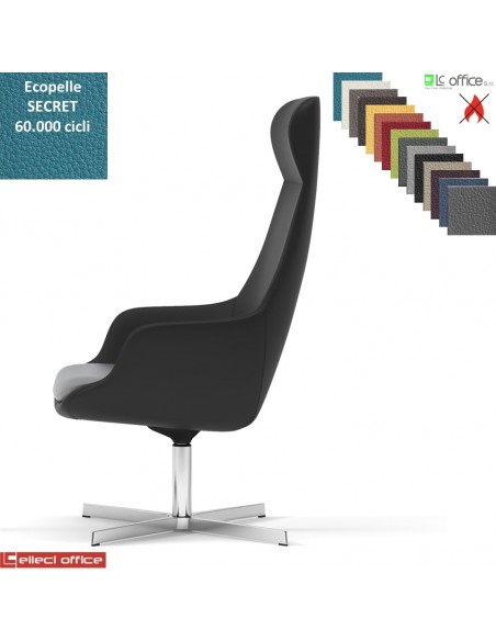 Metropolitan Poltrona direzionale con movimento armonico, base 4 razze alluminio ecopelle SECRET class 1 IM
