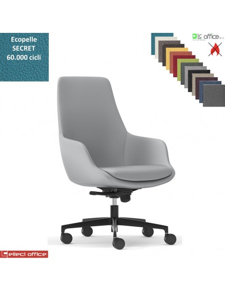 Metropolitan Poltrona semi-direzionale con oscillante multiblock base nylon ecopelle SECRET class 1 IM