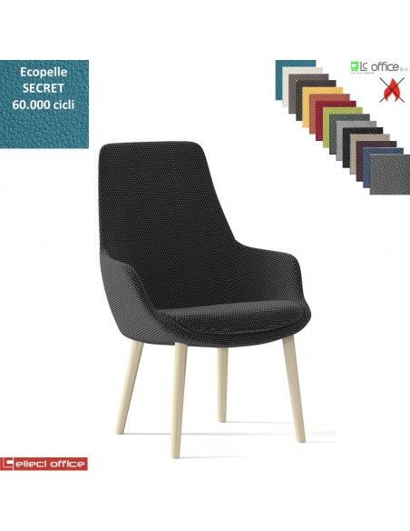 Metropolitan Poltrona semi-direzionale girevole, base 4 razze alluminio ecopelle SECRET class 1 IM