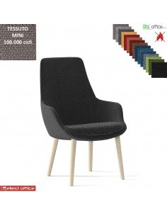 Metropolitan Poltrona semi-direzionale con base a 4 gambe in legno frassino verniciato naturale TESSUTO MINI class 1 IM