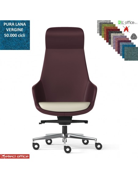 Metropolitan Poltrona direzionale oscillante fulcro avanzato multiblock reg. laterale base alluminio in Lana vergine Class 1 IM