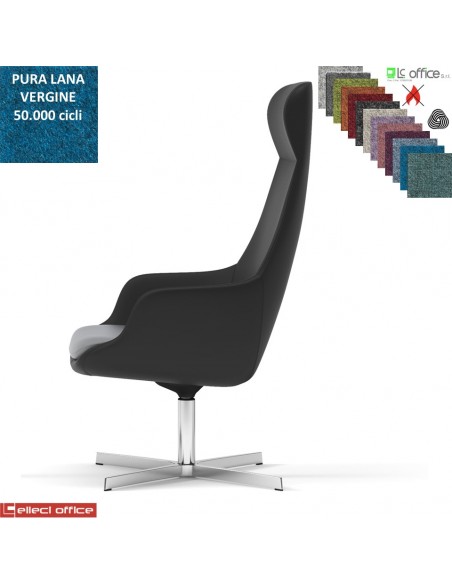 Metropolitan Poltrona direzionale con movimento armonico, base 4 razze alluminio in Lana vergine Class 1 IM