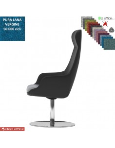 Metropolitan Poltrona direzionale con movimento armonico, base disco diam. 600 in acciaio inox in Lana vergine Class 1 IM