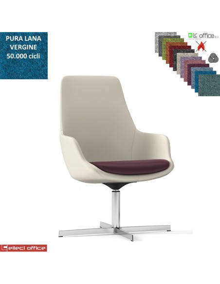 Metropolitan Poltrona semi-direzionale girevole, base 4 razze alluminio in Lana vergine Class 1 IM