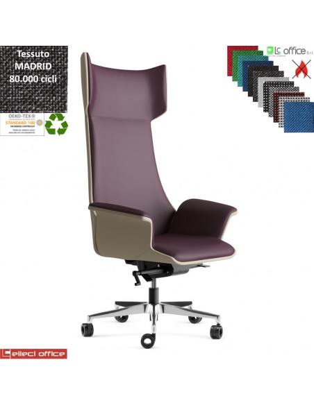 Metropolitan Poltrona direzionale movimento sincronizzato multiblock reg. lateral, base alluminio tessuto MADRID class 1IM