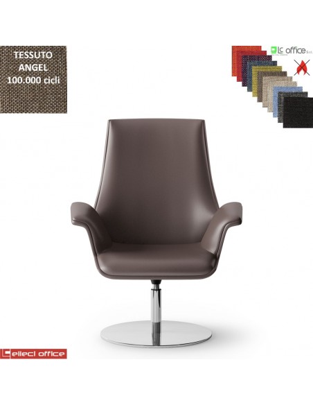Maxima Poltrona semi-direzionale girevole, base disco Ø600 in acciaio inox tessuto Angel class 1 IM
