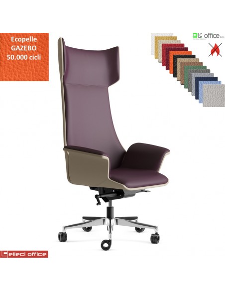 Metropolitan Poltrona direzionale movimento sincronizzato multiblock reg. laterale base alluminio ecopelle GAZEBO Class 1IM