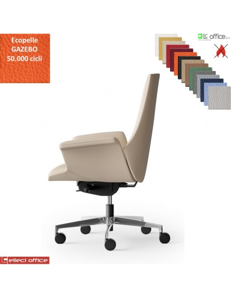 Maxima Poltrona semi direzionale movimento sincronizzato multiblock reg. laterale base alluminio ecopelle GAZEBO Class 1IM