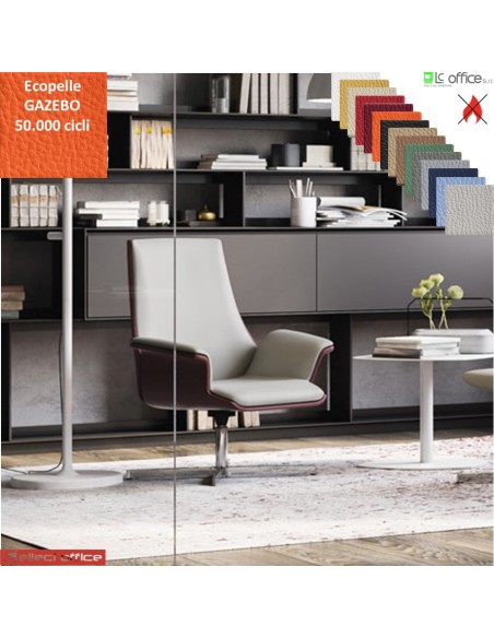 Maxima Poltrona semi-direzionale girevole, base 4 razze alluminio ecopelle GAZEBO Class 1IM