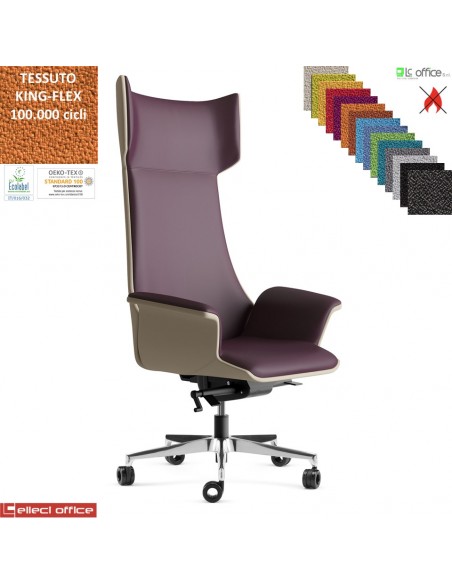 Maxima Poltrona direzionale movimento sincronizzato multiblock reg. laterale base alluminio TESSUTO KING FLEX class 1IM