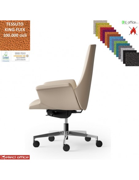 Maxima Poltrona semi direzionale movimento sincronizzato multiblock reg. laterale base alluminio TESSUTO KING FLEX class 1IM