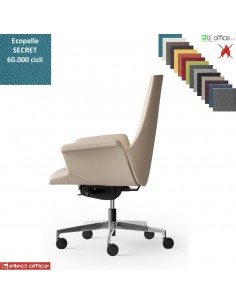 Maxima Poltrona semi direzionale movimento sincronizzato multiblock reg. laterale base alluminio ecopelle SECRET class 1 IM