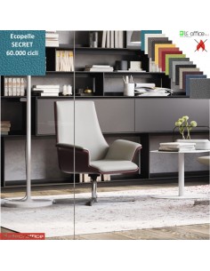 Maxima Poltrona semi-direzionale girevole, base 4 razze alluminio ecopelle SECRET class 1 IM