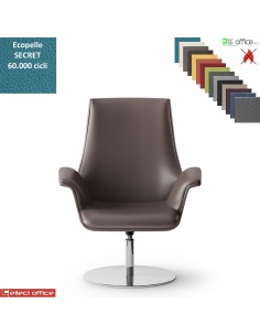 Maxima Poltrona semi-direzionale girevole base disco Ø600 in acciaio inox ecopelle SECRET class 1 IM