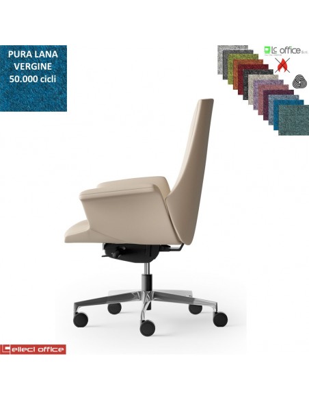 Maxima Poltrona direzionale movimento sincronizzato multiblock reg. laterale base alluminio in Lana vergine Class 1 IM