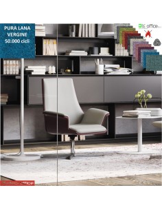 Maxima Poltrona semi-direzionale girevole, base 4 razze alluminio in Lana vergine Class 1 IM