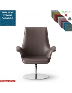 Maxima Poltrona semi-direzionale girevole, base disco Ø600 in acciaio inox in Lana vergine Class 1 IM