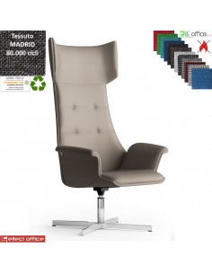 Maxima PLUS CUCITURE A VISTA Poltrona direzionale girevole base 4 razze alluminio tessuto MADRID class 1IM