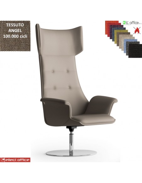 Maxima PLUS CUCITURE A VISTA Poltrona direzionale girevole base disco Ø600 in acciaio inox tessuto Angel class 1 IM