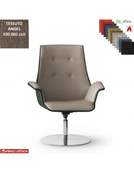 Maxima PLUS CUCITURE A VISTA Poltrona semi-direzionale girevole, base disco Ø600 in acciaio inox tessuto Angel class 1 IM