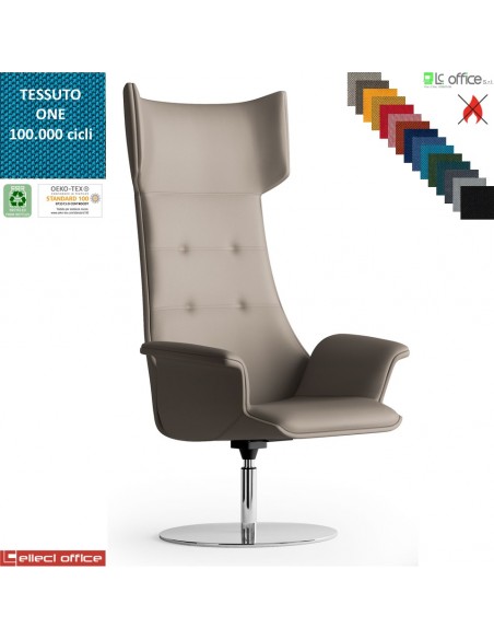 Maxima PLUS CUCITURE A VISTA Poltrona direzionale girevole, base disco Ø600 in acciaio inox tessuto ONE class 1 IM