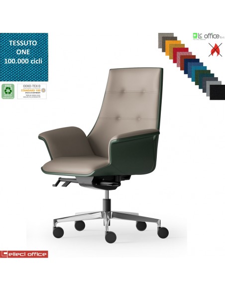 Maxima PLUS Poltrona semi direzionale movimento sincronizzato multiblock reg. laterale base alluminio tessuto ONE class 1 IM