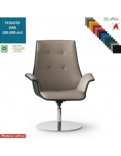 Maxima PLUS CON CUCITURE A VISTA Poltrona semi-direzionale girevole, base disco Ø600 in acciaio inox tessuto ONE class 1 IM