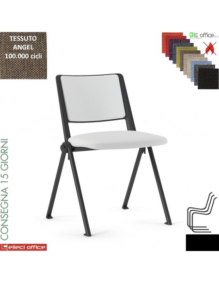 POP sedia impilabile sedile e schienale imbottiti cover nero telaio 4 gambe verniciato nero rivestiment tessuto Angel class 1 IM