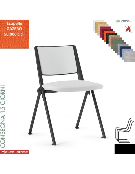 POP sedia impilabile sedile schienale imbottiti cover telaio 4 gambe verniciato nero rivestimenti ecopelle GAZEBO Class 1 IM