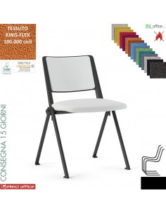 POP sedia impilabile sedile schienale imbottiti cover telaio 4 gambe verniciato nero rivestimento TESSUTO KING FLEX class 1 IM