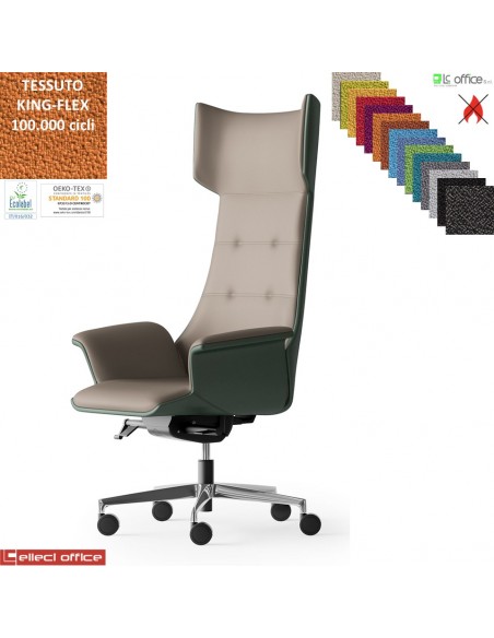 Maxima Plus Poltrona direzionale movimento sincronizzato multiblock reg. laterale base alluminio TESSUTO KING FLEX class 1IM