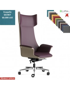 Maxima Poltrona direzionale movimento sincronizzato multiblock reg. laterale base alluminio ecopelle SECRET class 1 IM