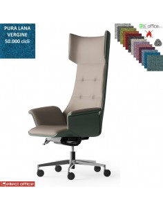 Poltrona Plus direzionale movimento sincronizzato multiblock reg. laterale base alluminio in Lana vergine Class 1 IM