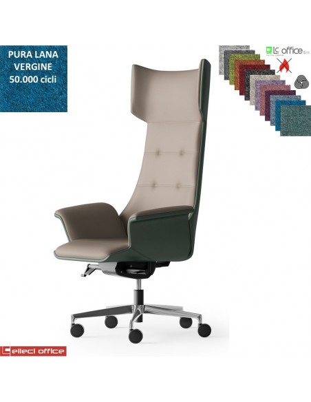 Poltrona Plus direzionale movimento sincronizzato multiblock reg. laterale base alluminio in Lana vergine Class 1 IM