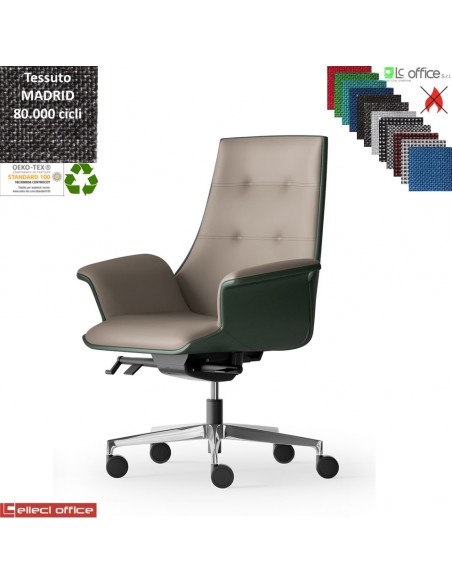 Maxima Plus Poltrona direzionale movimento sincronizzato multiblock reg. lateral base alluminio tessuto MADRID class 1IM