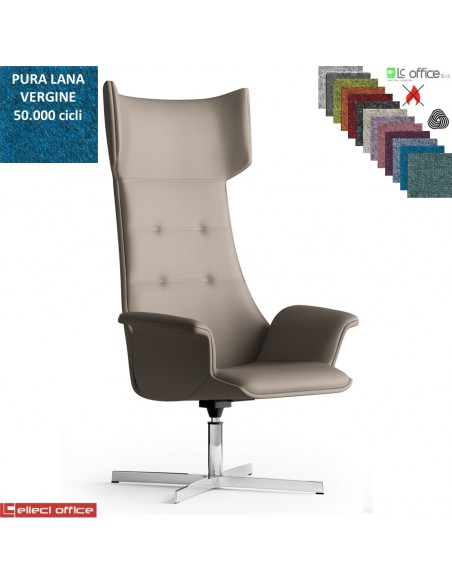 Maxima Plus Poltrona direzionale girevole base 4 razze alluminio in Lana vergine Class 1 IM