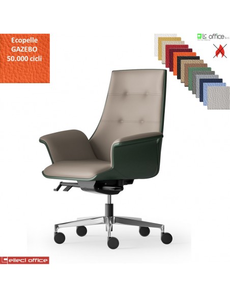 Maxima Plus Poltrona semi direzionale movimento sincronizzato multiblock reg. laterale base alluminio ecopelle GAZEBO Class 1IM