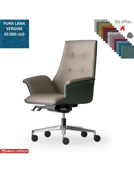 Maxima Plus Poltrona direzionale movimento sincronizzato multiblock reg. laterale base alluminio in Lana vergine Class 1 IM