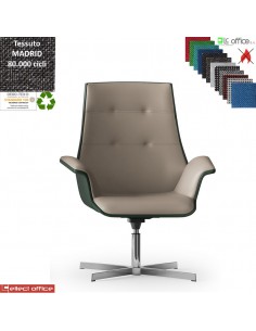 Maxima Plus Poltrona semi-direzionale girevole, base 4 razze alluminio ecopelle GAZEBO Class 1IM