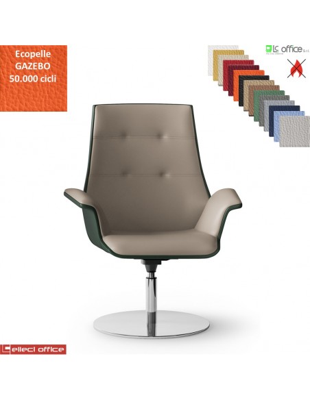 Maxima Plus Poltrona semi-direzionale girevole, base disco Ø600 in acciaio inox ecopelle GAZEBO Class 1IM