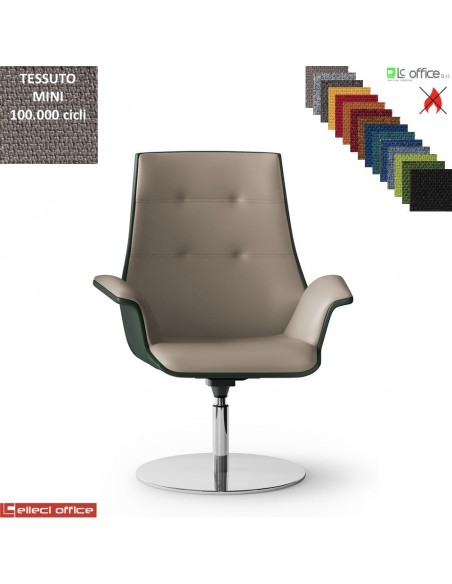 Maxima Poltrona semi-direzionale girevole base disco Ø600 in acciaio inox TESSUTO MINI class 1 IM