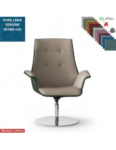 Maxima Poltrona semi-direzionale girevole base disco Ø600 in acciaio inox in Lana vergine Class 1 IM