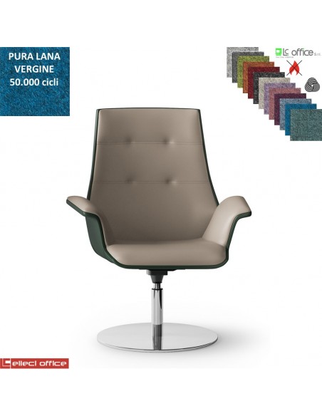 Maxima Poltrona semi-direzionale girevole base disco Ø600 in acciaio inox in Lana vergine Class 1 IM