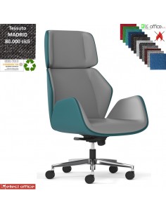 Haiku Poltrona direzionale con oscillante multiblock base alluminio tessuto MADRID class 1IM