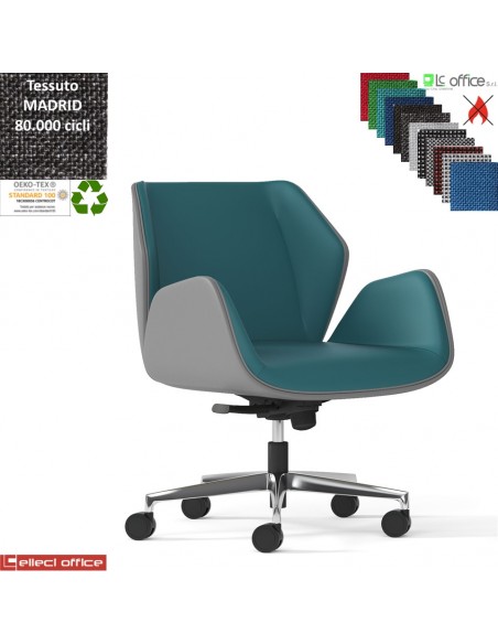 Haiku Poltrona semi-direzionale con oscillante multiblock base alluminio tessuto MADRID class 1IM