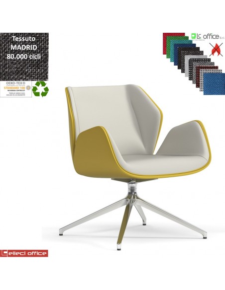 Haiku Poltrona semi-direzionale girevole base alluminio piramidale a 4 gambe tessuto MADRID class 1IM